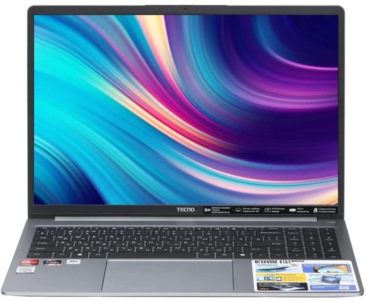 16" Ноутбук Tecno Megabook K16S, AMD Ryzen 5 5500U, DDR4 16ГБ, SSD 512ГБ, AMD Radeon Graphics, Windows 11 Home, Grey