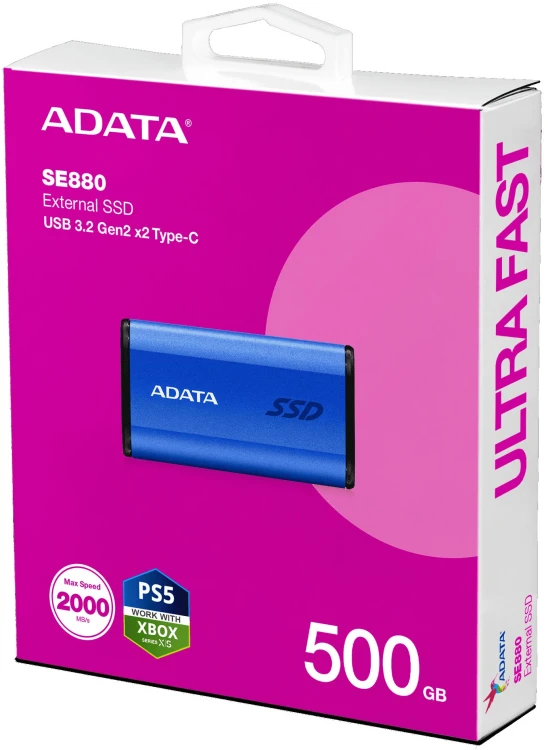 500 ГБ Внешний SSD ADATA SE880 [AELI-SE880-500GCBU], USB 3.2 Gen 2x2 Type-C