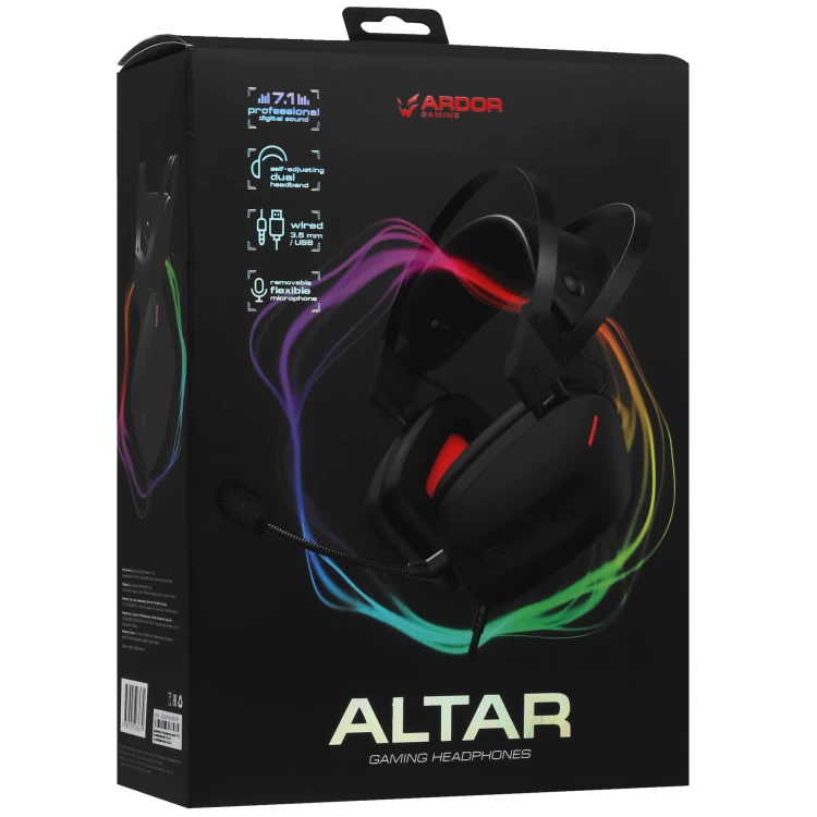 Проводные наушники ARDOR GAMING Аltar, 7.1 Virtual, охватывающие, черный Проводные наушники ARDOR GAMING Аltar, 7.1 Virtual, охватывающие, черный