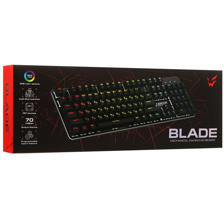 Клавиатура проводная ARDOR GAMING Blade, механическая, Kailh Blue, черный Клавиатура проводная ARDOR GAMING Blade, механическая, Kailh Blue, черный