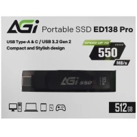 512 ГБ Внешний SSD AGI ED138 Pro [AGI512G33ED138P-CB], Type-A, Type-C