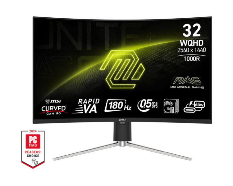 31.5" Монитор MSI MAG 325CQRF QD E2, 2560x1440, 180 Гц, VA, 3500:1, 300 Кд/м², черный