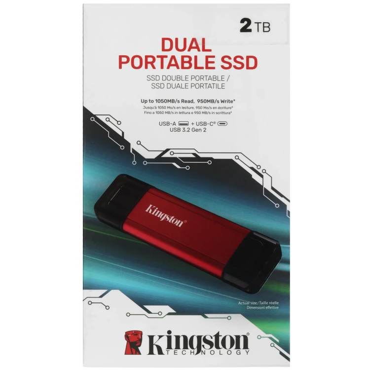 2048 ГБ Внешний SSD Kingston Dual Portable SSD [SPSD/2TB], Type-A, Type-C
