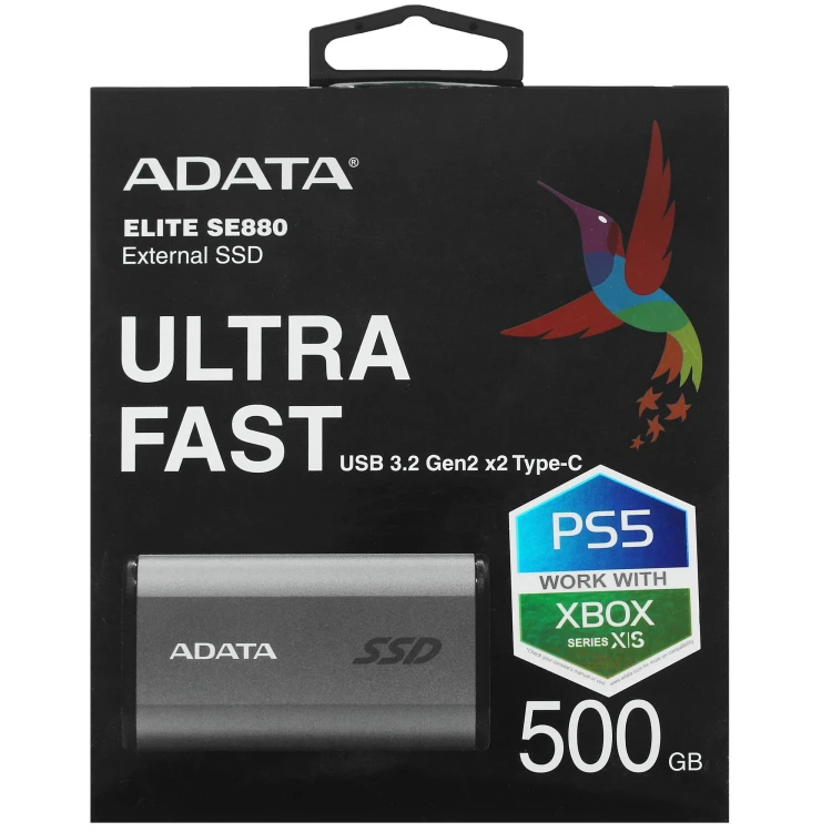 500 ГБ Внешний SSD ADATA Elite SE880 [AELI-SE880-500GCGY], USB 3.2 Gen 2x2 Type-C