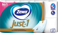 Туалетная бумага Zewa Just1, 4 слоя, 8 рулонов