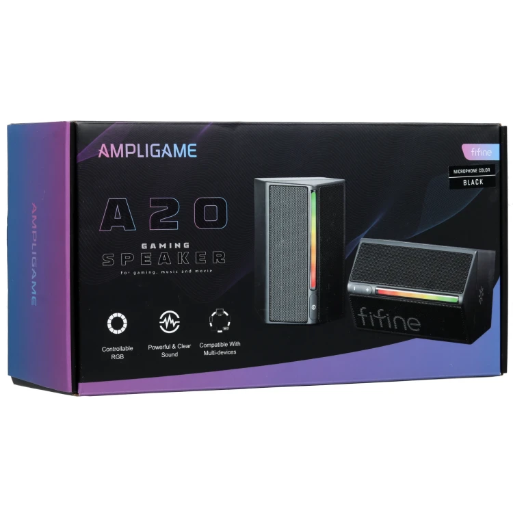 Колонки Fifine A20 черный, RGB, Стереосистема, jack 3.5 мм, 2.0