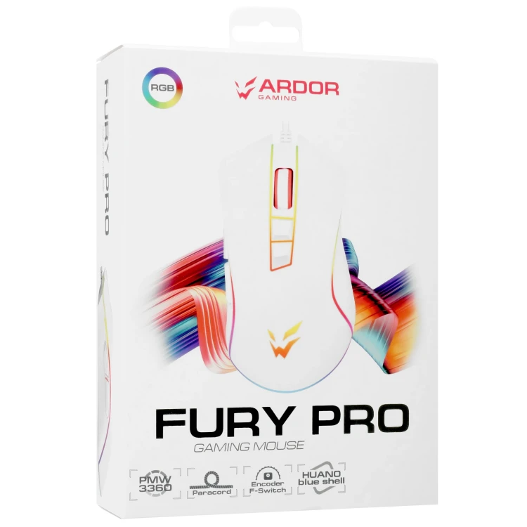 Мышь проводная ARDOR GAMING Fury PRO [ARD-FURY3360-WT] белый