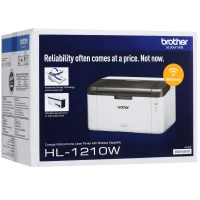 Принтер лазерный Brother HL-1210W, 2400x600 dpi, USB, Wi-Fi, белый, черный