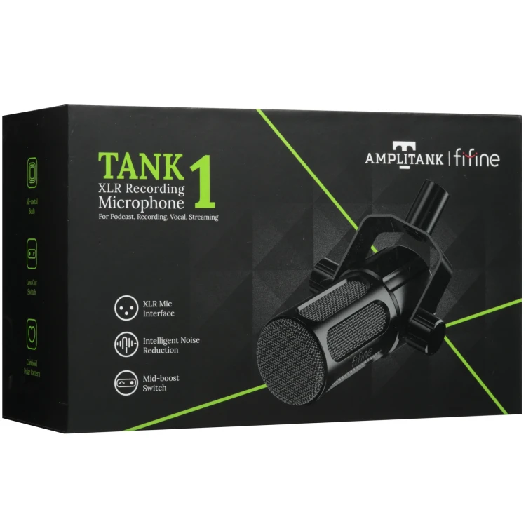Микрофон Fifine Tank1, проводной, подвесной, металл, XLR, черный