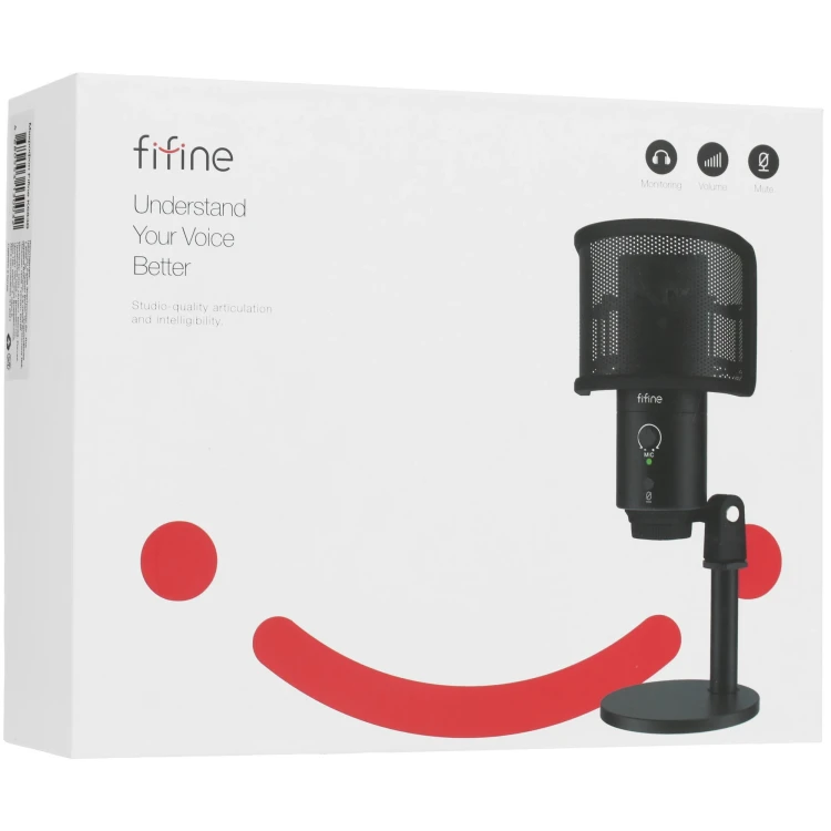 Микрофон Fifine K683B, проводной, настольный, jack 3.5 мм, черный Микрофон Fifine K683B, проводной, настольный, jack 3.5 мм, черный