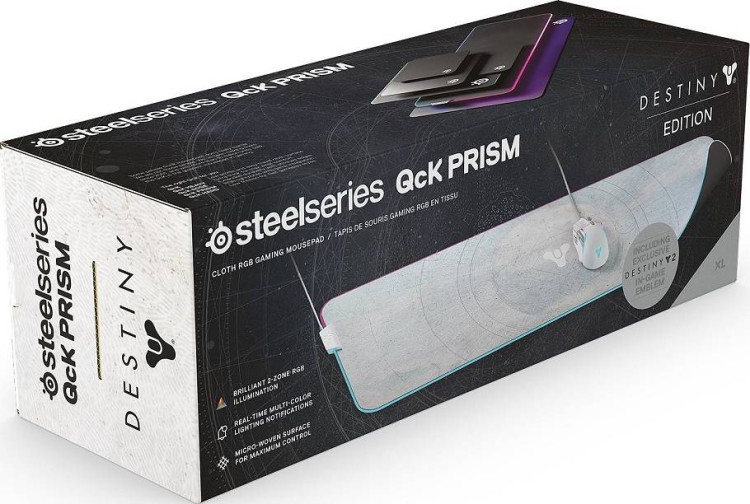 Коврик SteelSeries QcK Prism XL Destiny 2 Edition, RGB подсветка, серый