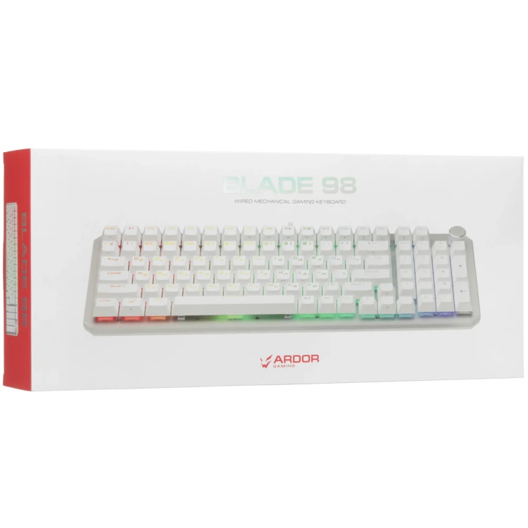 Клавиатура проводная ARDOR GAMING Blade 98, RGB, Kailh Red V2, белый, [AG-ODM-B98-Red-W]