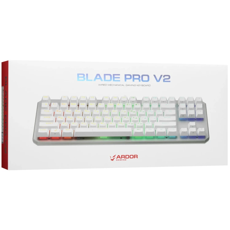 Клавиатура проводная ARDOR GAMING Blade PRO V2, RGB, Kailh Red V2, белый, [AG-ODM-B87-Red-W]