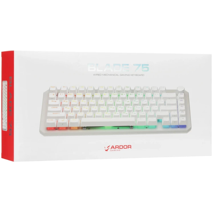 Клавиатура проводная ARDOR GAMING Blade 75, RGB, Kailh Red V2, белый, [AG-ODM-B75-Red-W]