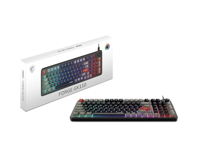 Клавиатура проводная MSI FORGE GK110, мембранная, черный, красный, серый