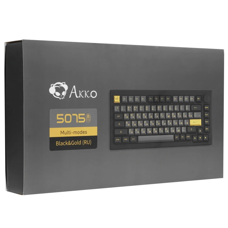 Клавиатура проводная + беспроводная Akko 5075B Plus, механическая, RGB, черный/золотистый Клавиатура проводная + беспроводная Akko 5075B Plus, механическая, RGB, черный/золотистый