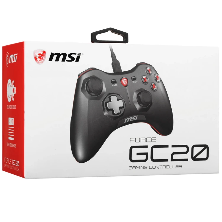 Геймпад проводной MSI Force GC20, for Android, PC, PlayStation 3, черный